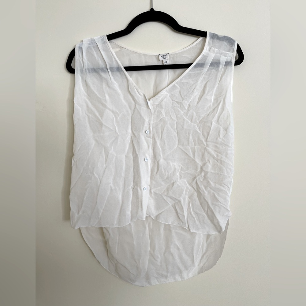 Aritzia  Wilfred 100% Silk Button Up Off White Tank Top Blouse Women Size S US